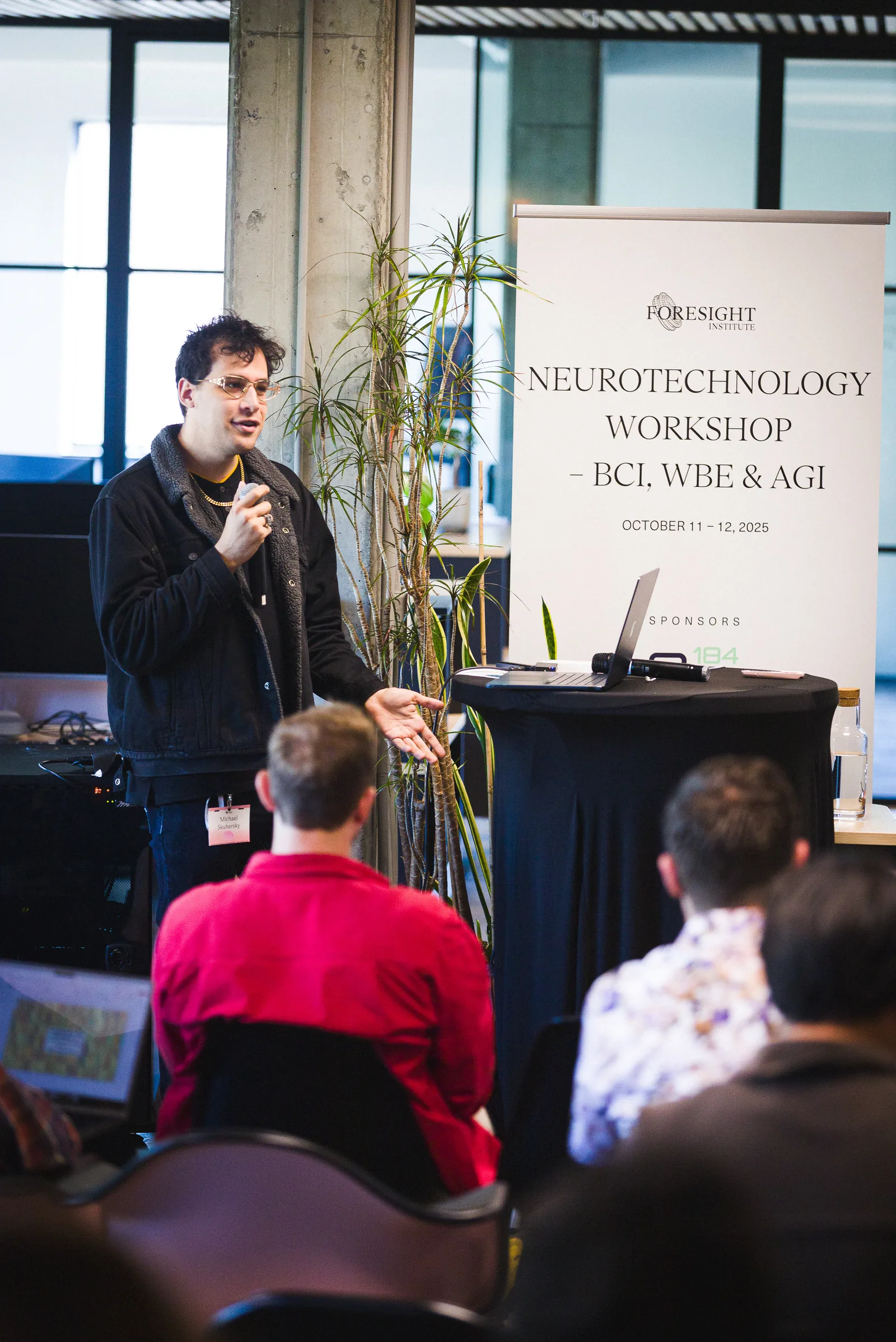 A speaker at the Neurotechnology Workshop