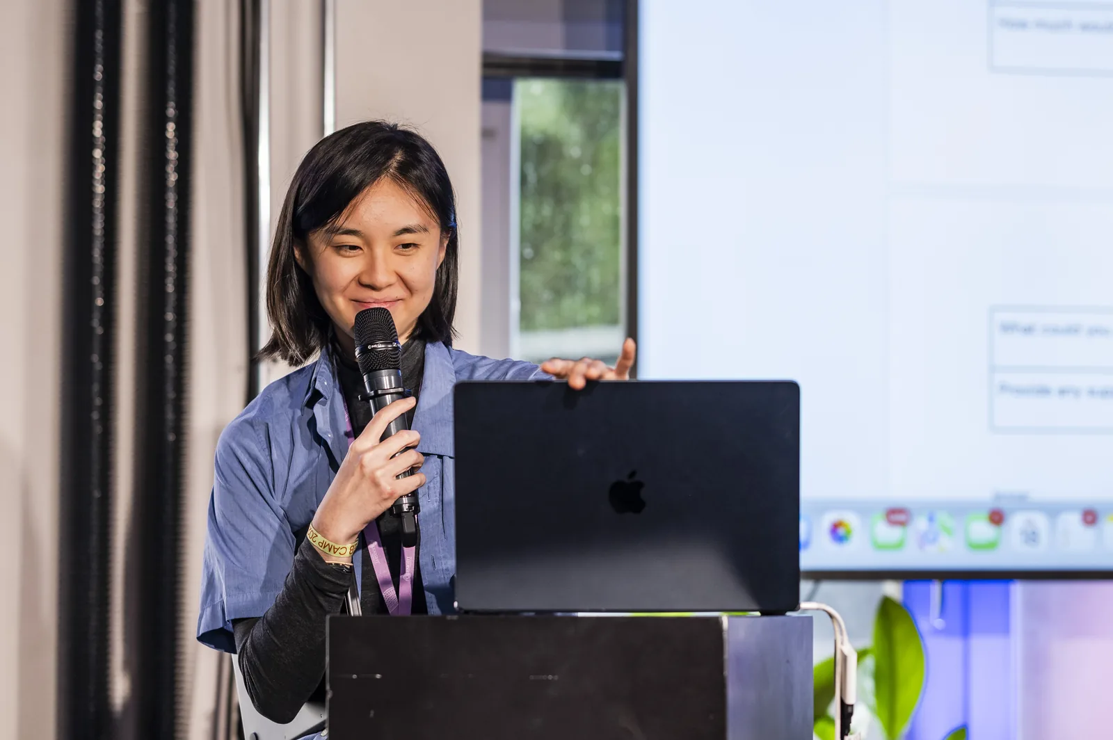 A speaker at a podium